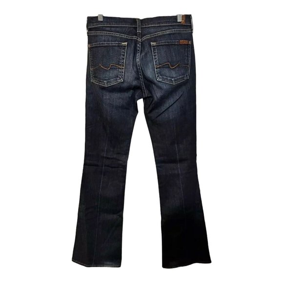 7FAM Womens Jeans Size 28 Dark Blue Denim Flare Low-Rise A3 - Picture 2 of 7